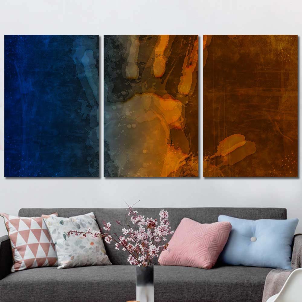 HD Picture Decorative Framed Wall Art blue abstract brown watermarked Decorate canvas for living room
