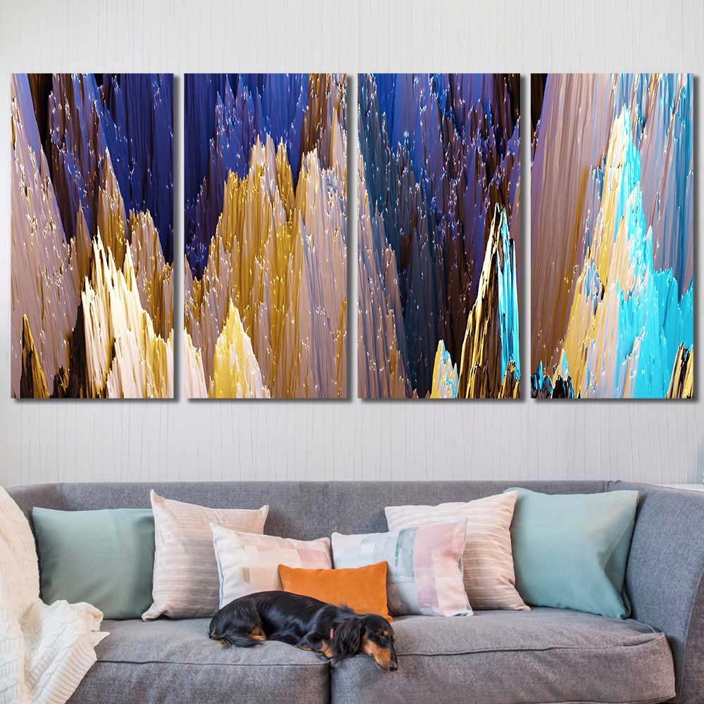 Multi Canvas Printed on Wall 3D Abstract Gold Bar abstract sunlight Blender