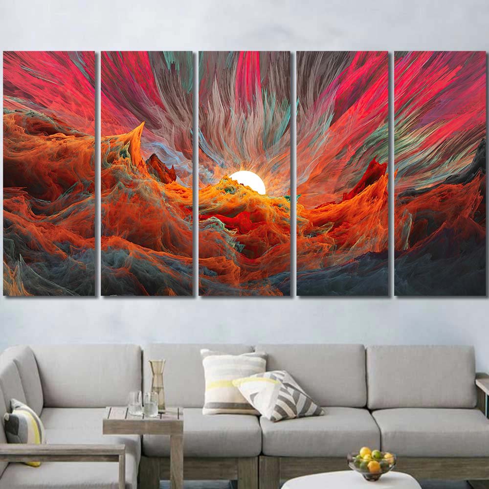 Panels Canvas Framed Decorative Art Print abstract digital art wavy lines 3D Abstract