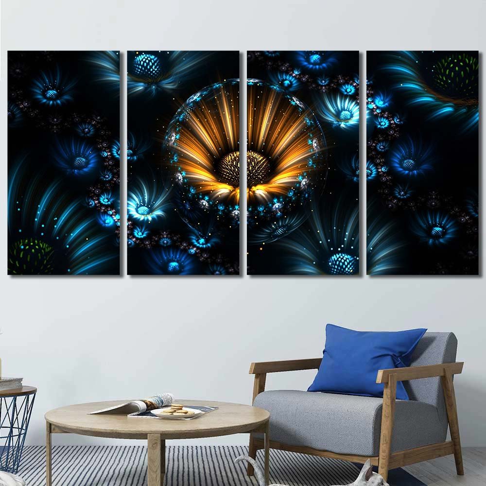 Framed Panels on Canvas abstract fractal fractal flowers plants digital art render
