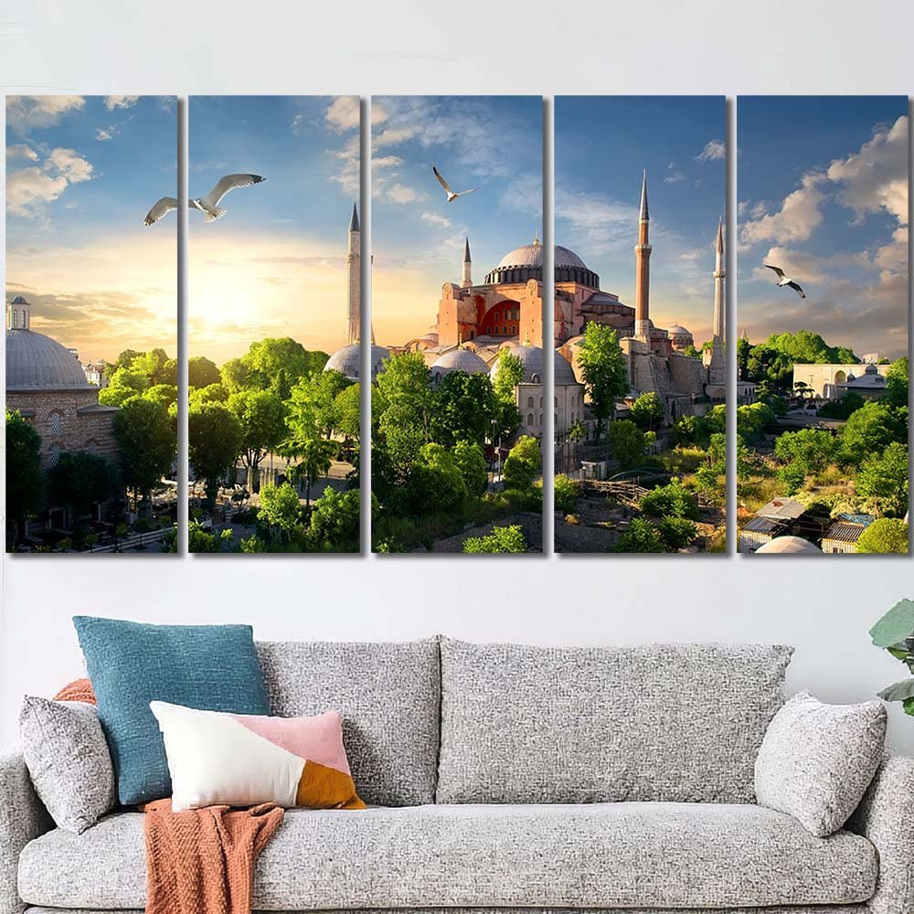 HD pictures on Framed Canvas bird hagia sophia sunset istanbul turkey