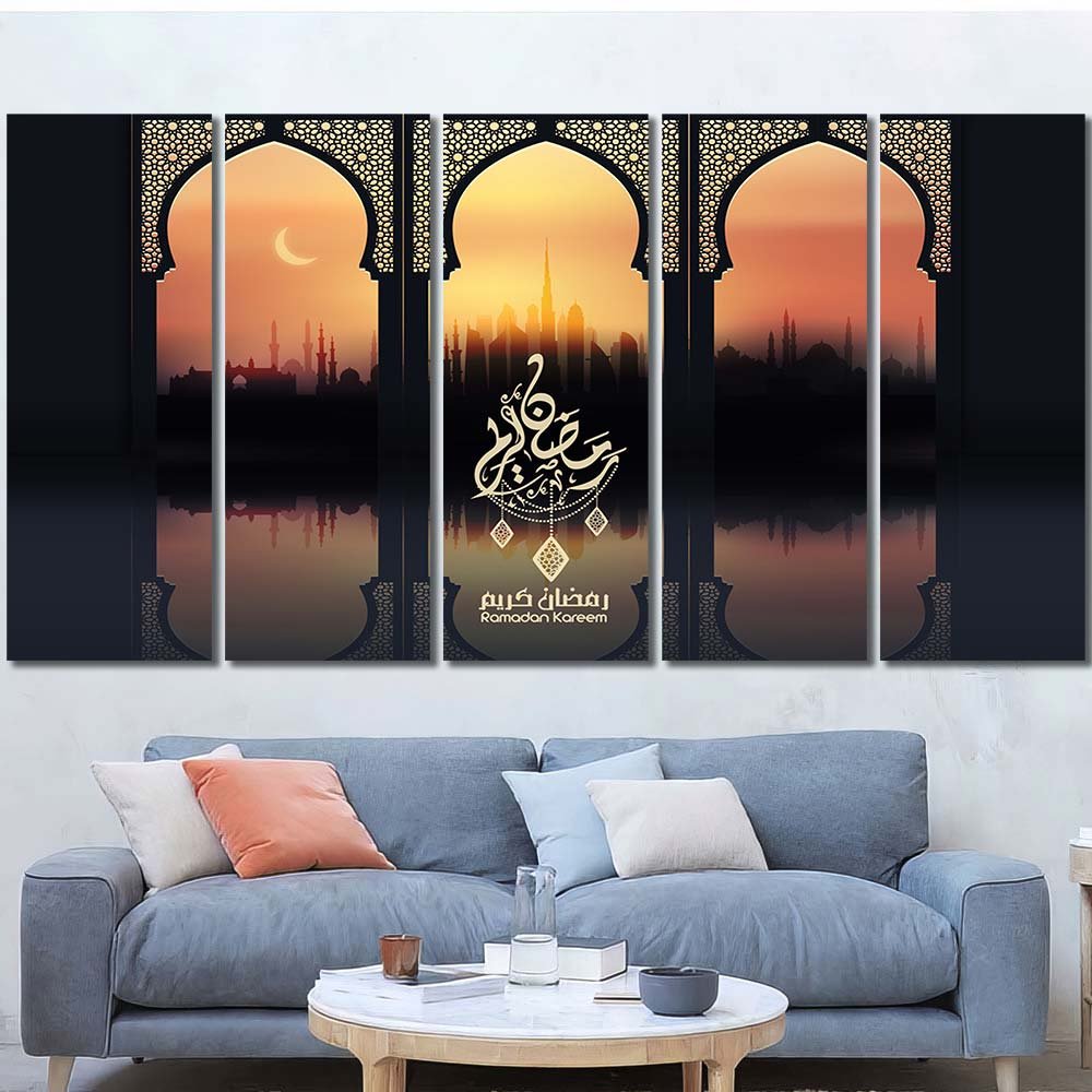 Wall Art Canvas Framed illustration ramadan kareem uae peoples beautiful