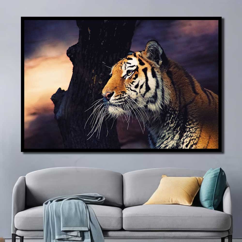 HD Picture Decorative Wall Art looking into the distance animals big cats yellow eyes tiger