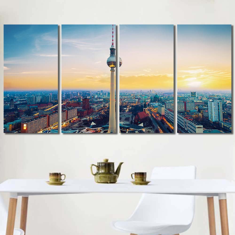 Decorative Framed Wall Canvas city skyline tower cityscape