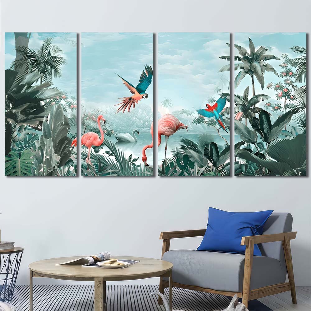 Decorative Framed Wall Canvas Watercolor Birds AW06