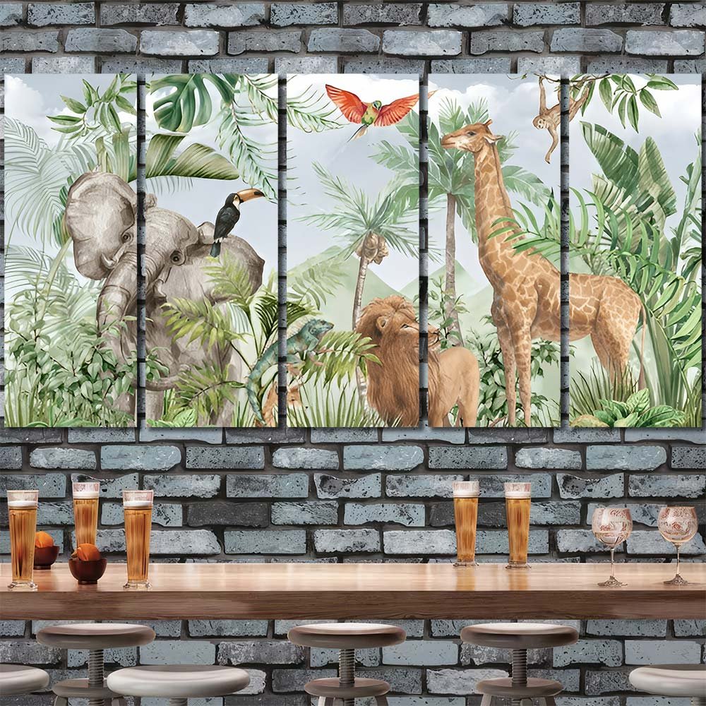 Art HD Picture Wall Framed Canvas Watercolor Aniamls in Forest AW13