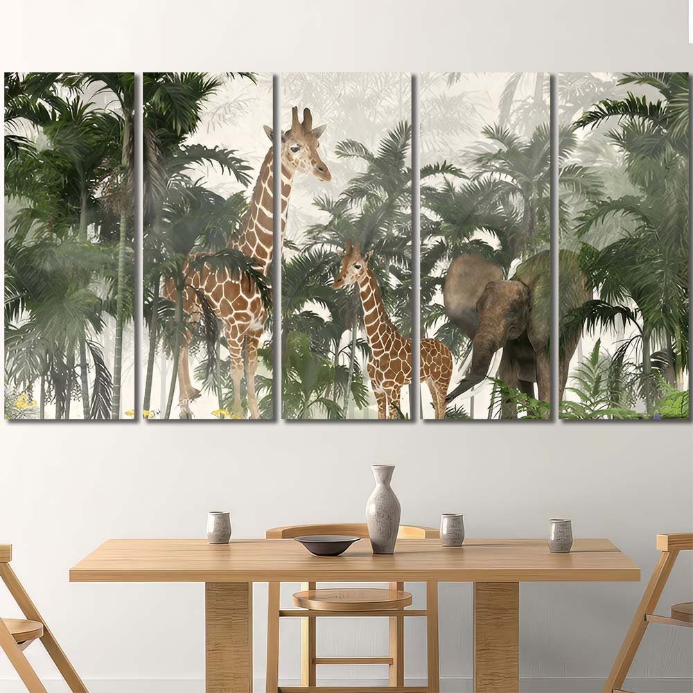 Panels Canvas Wall Art Watercolor Aniamls in Forest AW14